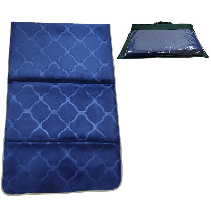 Yuwell Foldable Prayer Mat with Back Support & Carrying Bag, 2-in-1 Prayer Rug Sajadah, Anti-Slip Islamic Salah Mat Soft Velvet Mat 110×65CM for Men & Women, Portable Ramadan & Eid Gift Blue - Image 1